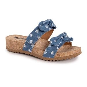 MUK LUKS Women's Posie Adjustable Slide Sandals, Size: 8, Blue